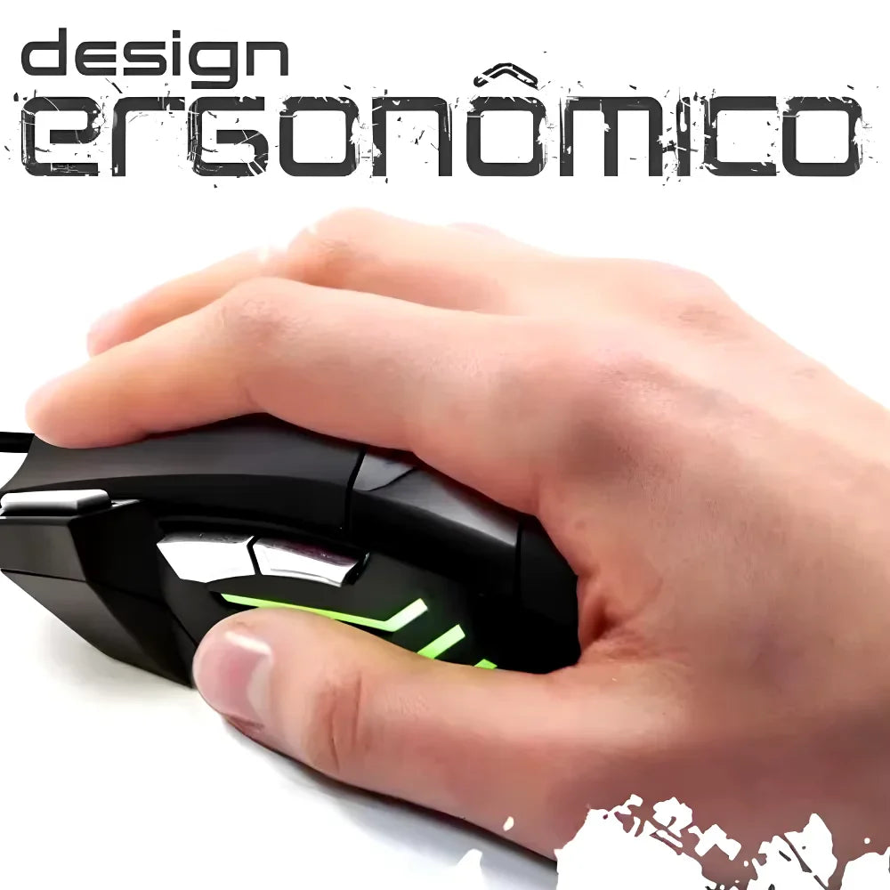 Led mouse para gamer, usb, 7 jogadores, profissional