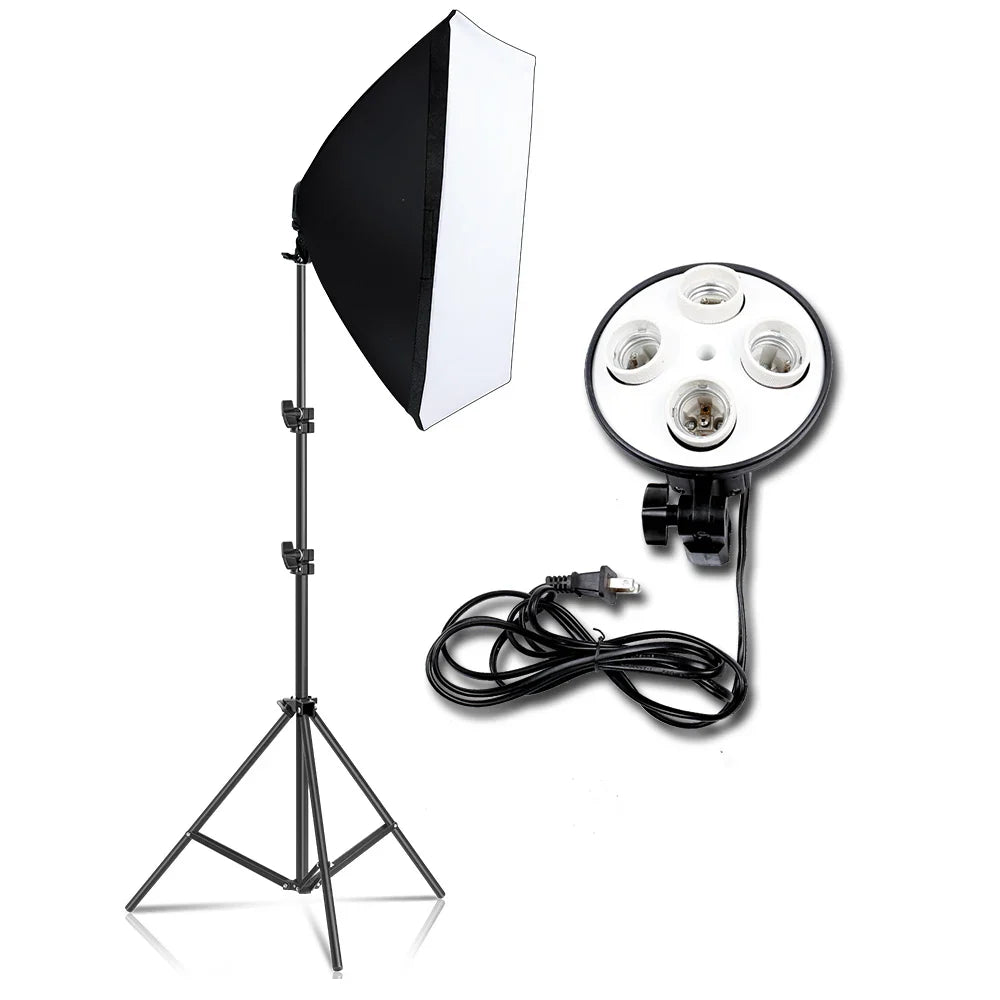 Kit de iluminação SH-Photography Softbox, equipamento Soft Box, quatro lâmpad