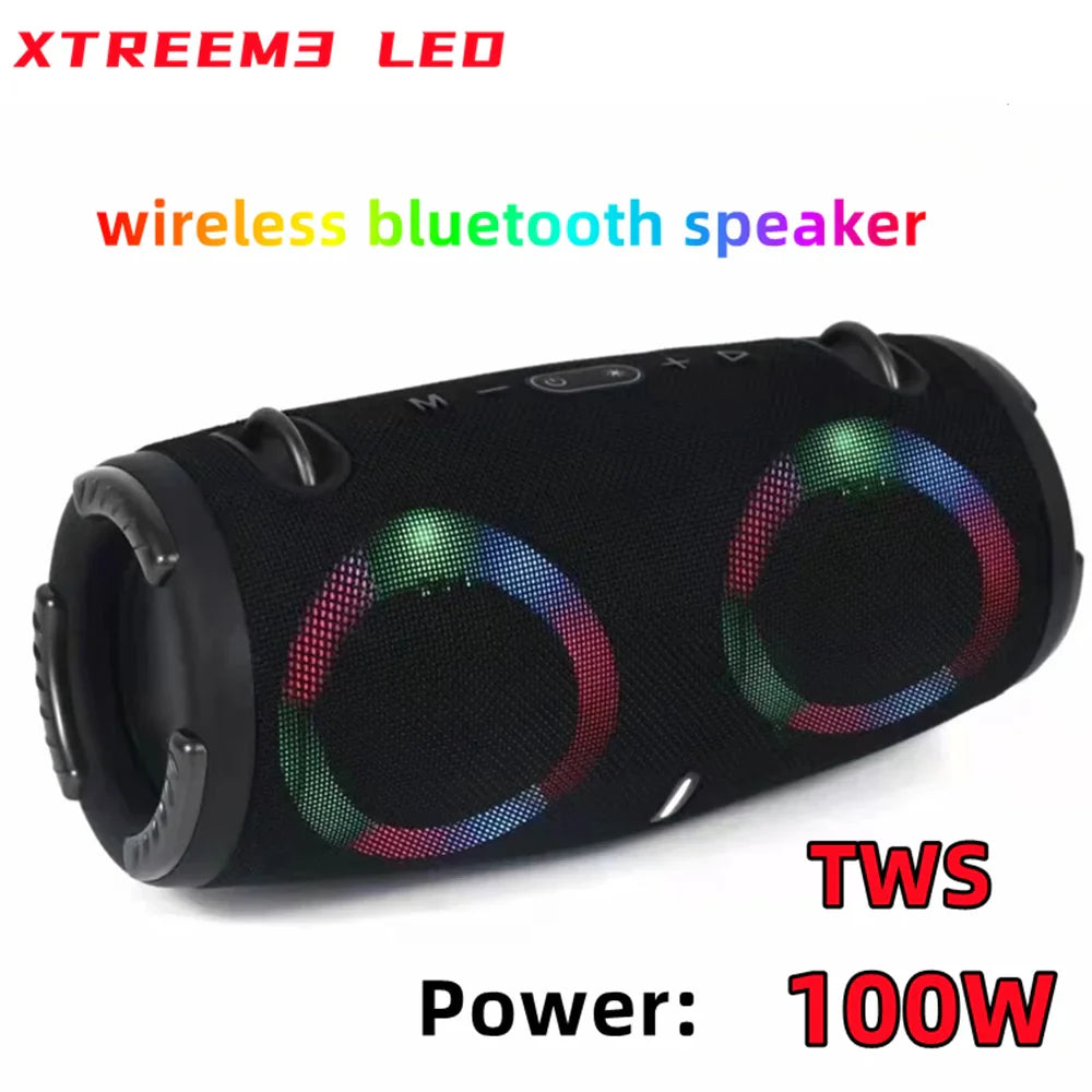 Alto-falante Bluetooth portátil à prova d'água, alta potência, luz color