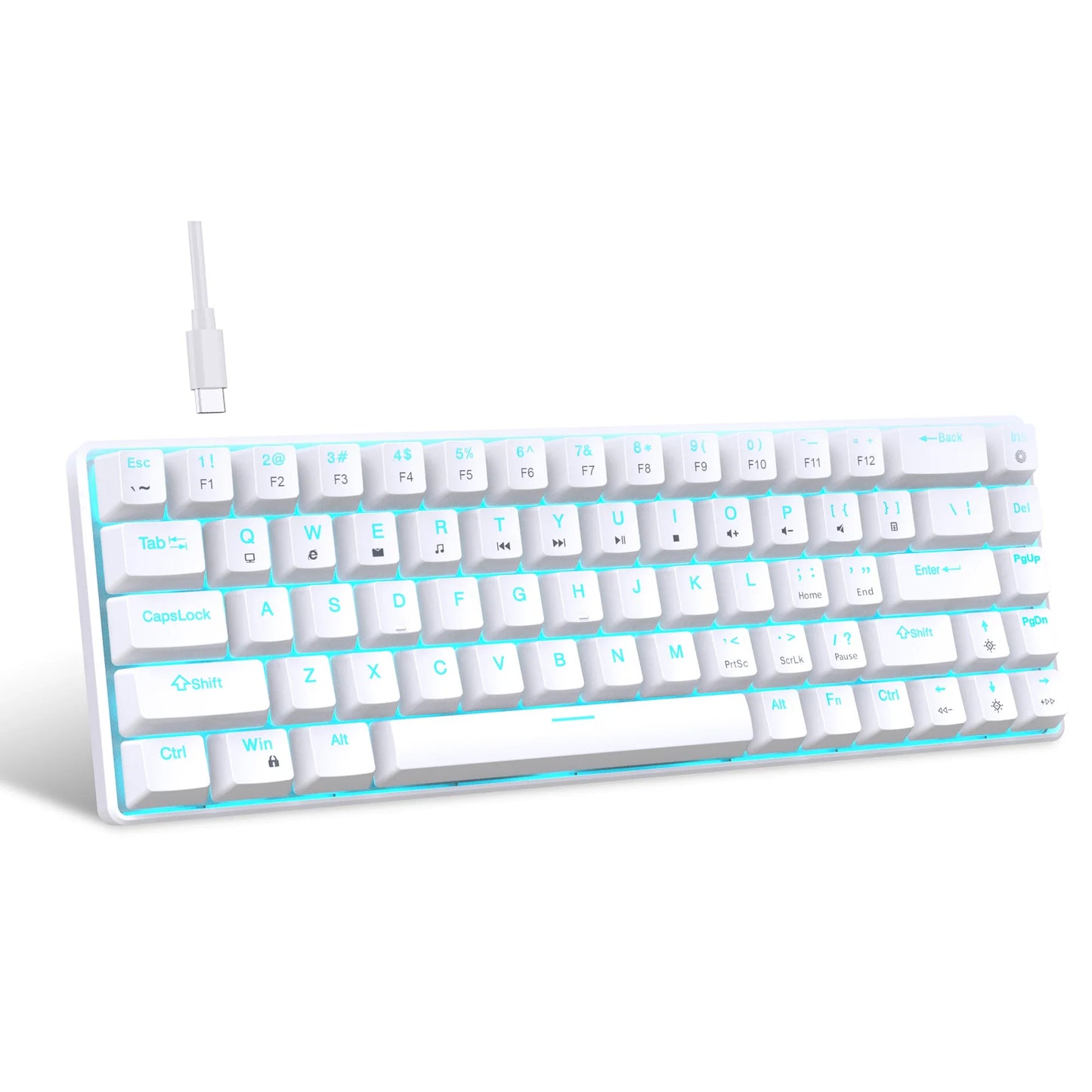 Teclado mecânico para jogos, LED retroiluminado, Interruptor azul, Ergonômico