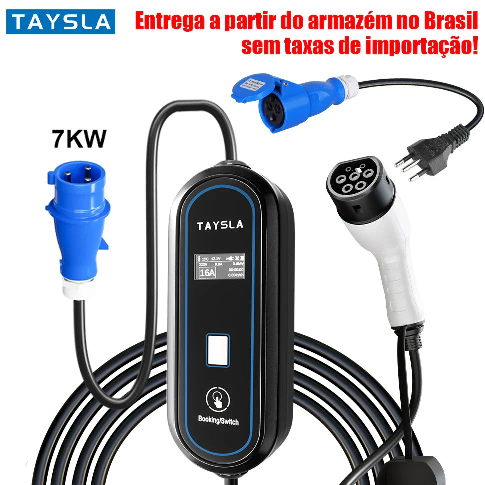Carregador Carro Elétrico TAYSLA Tipo 2 7kW 32A Portátil EV Carregador 3.5kW
