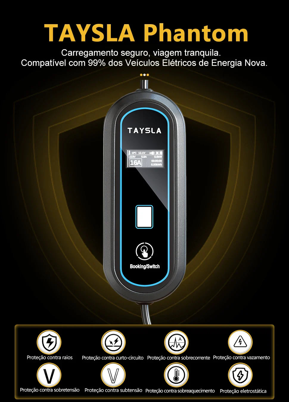 Carregador Carro Elétrico TAYSLA Tipo 2 7kW 32A Portátil EV Carregador 3.5kW