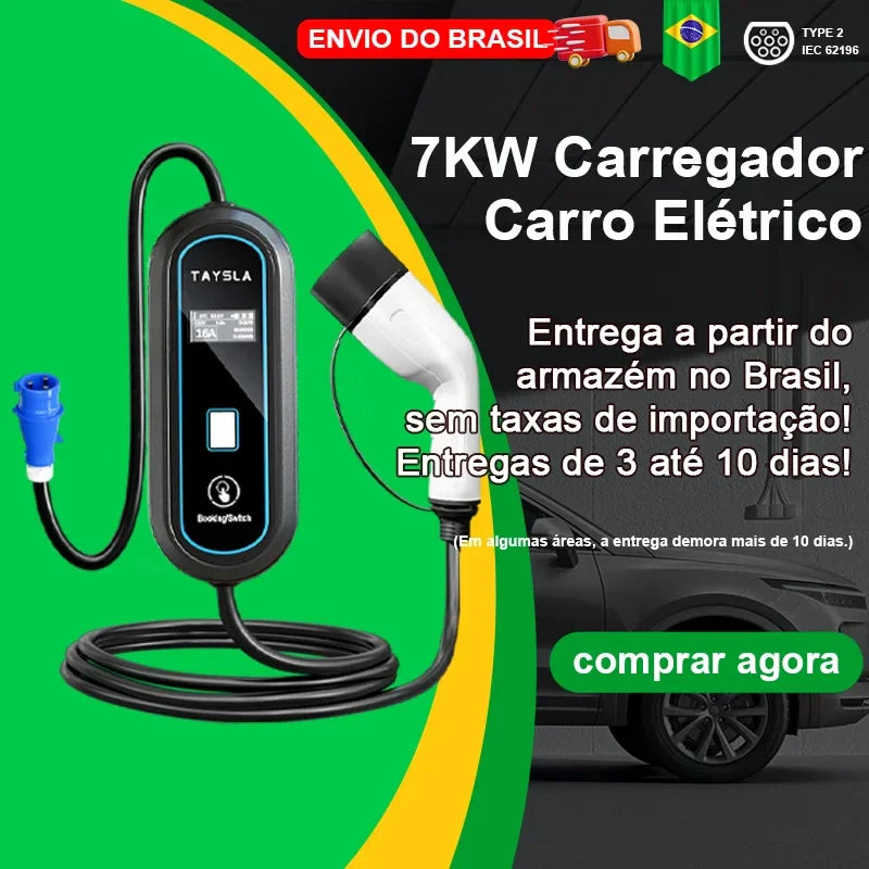 Carregador Carro Elétrico TAYSLA Tipo 2 7kW 32A Portátil EV Carregador 3.5kW