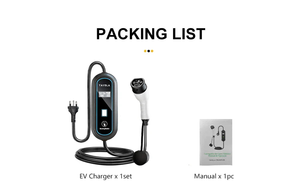 Carregador Carro Elétrico TAYSLA Tipo 2 7kW 32A Portátil EV Carregador 3.5kW