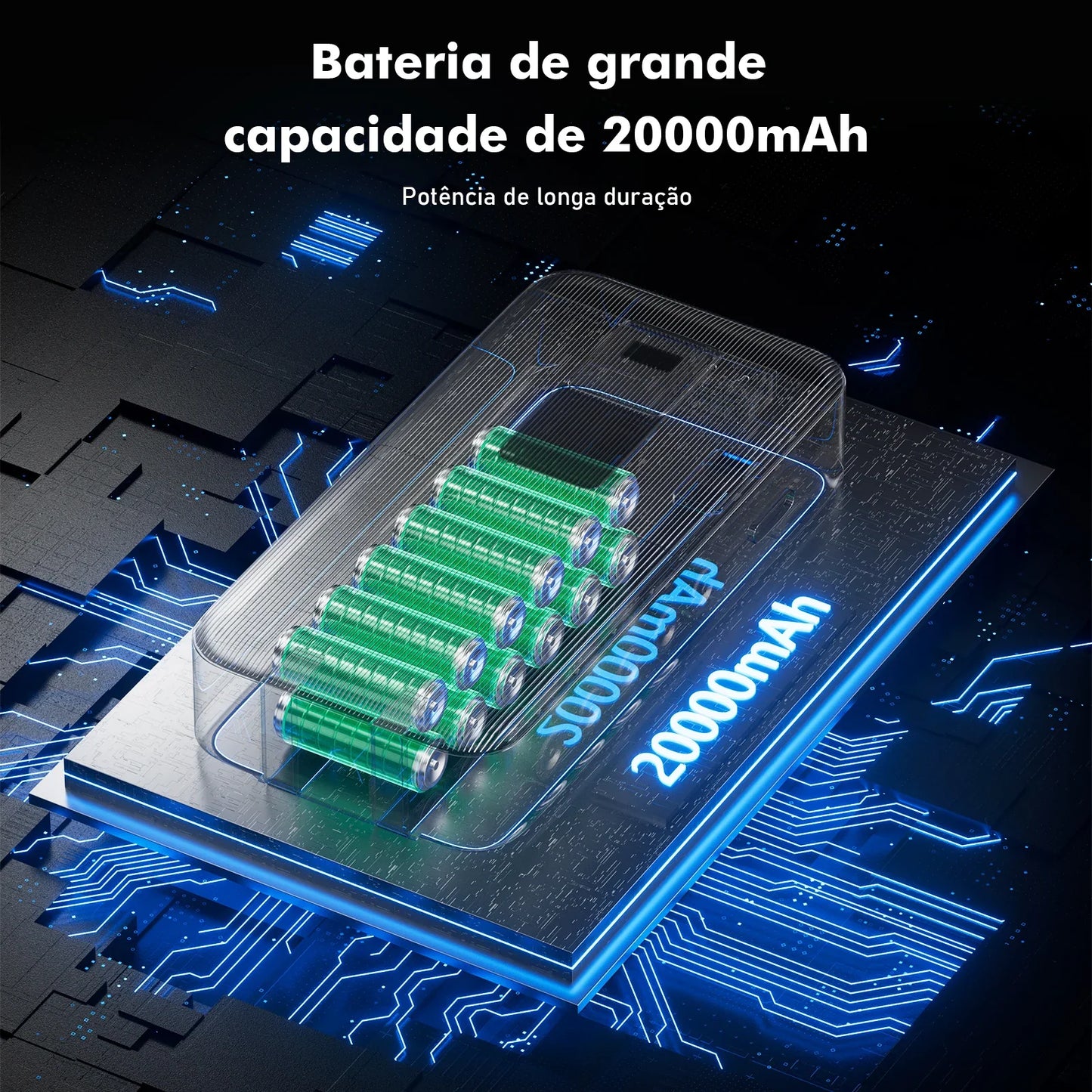 Carregador Portátil 20000mah, Bateria, Powerbank Portátil, Pilhas Recarregáve