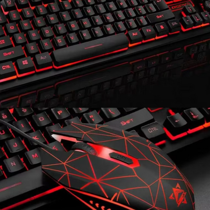 Kit Teclado USB Evolut RGB LED e Mouse Gamer 2400 DPI Iluminação Personalizada