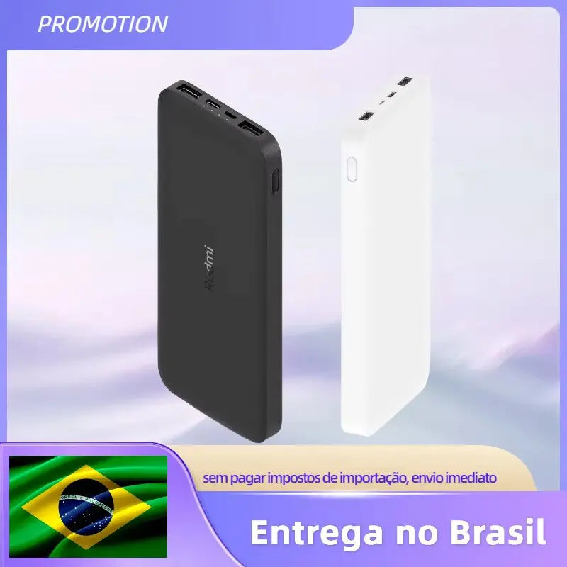 Xiaomi Redmi 10000 mAh Power Bank Carregador USB duplo portátil USB-C Adequado