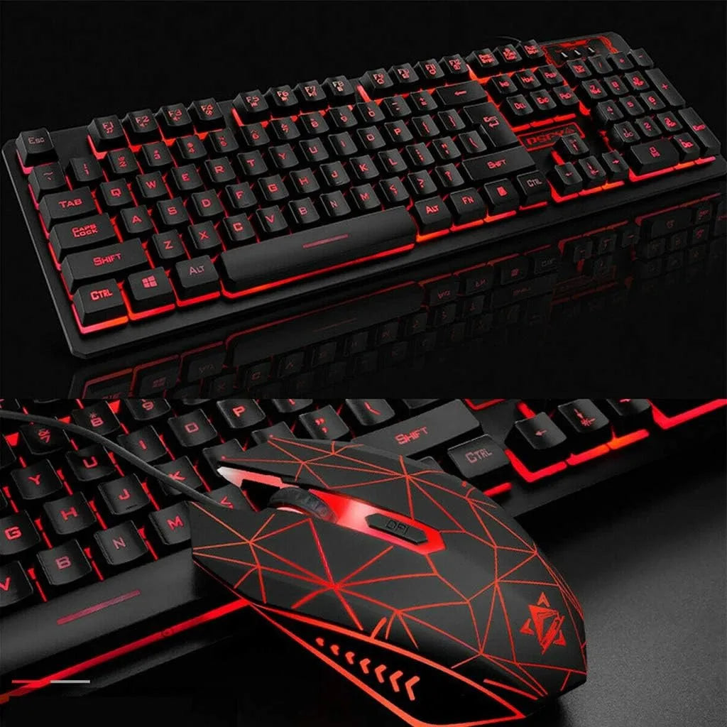 Kit Teclado USB Evolut RGB LED e Mouse Gamer 2400 DPI Iluminação Personalizada