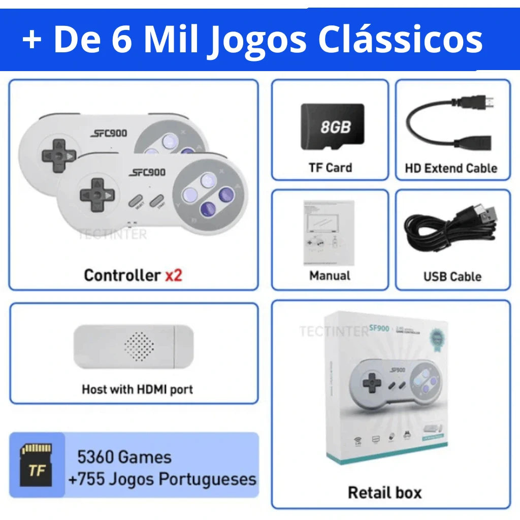 Game Console Retrô Super Nintendo 4K HD