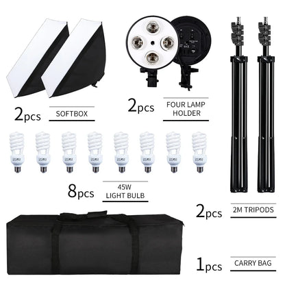 Kit de iluminação SH-Photography Softbox, equipamento Soft Box, quatro lâmpad