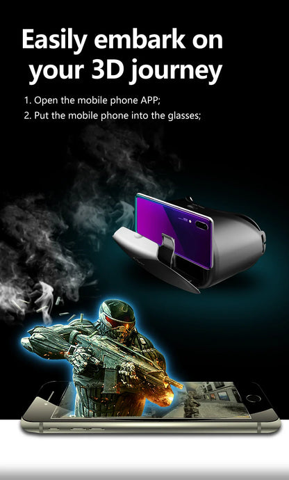 Óculos de realidade virtual para iPhone Smartphone Android, capacete 3D com len