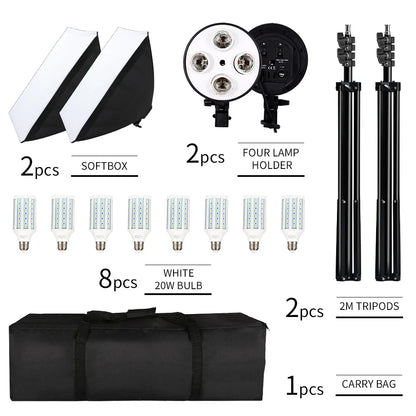 Kit de iluminação SH-Photography Softbox, equipamento Soft Box, quatro lâmpad