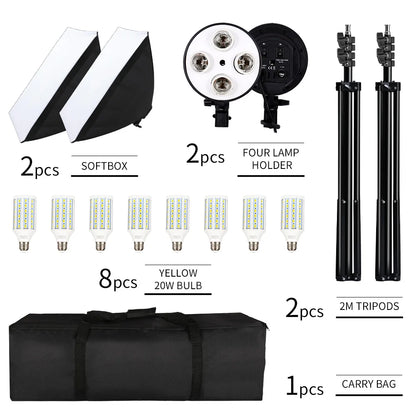 Kit de iluminação SH-Photography Softbox, equipamento Soft Box, quatro lâmpad