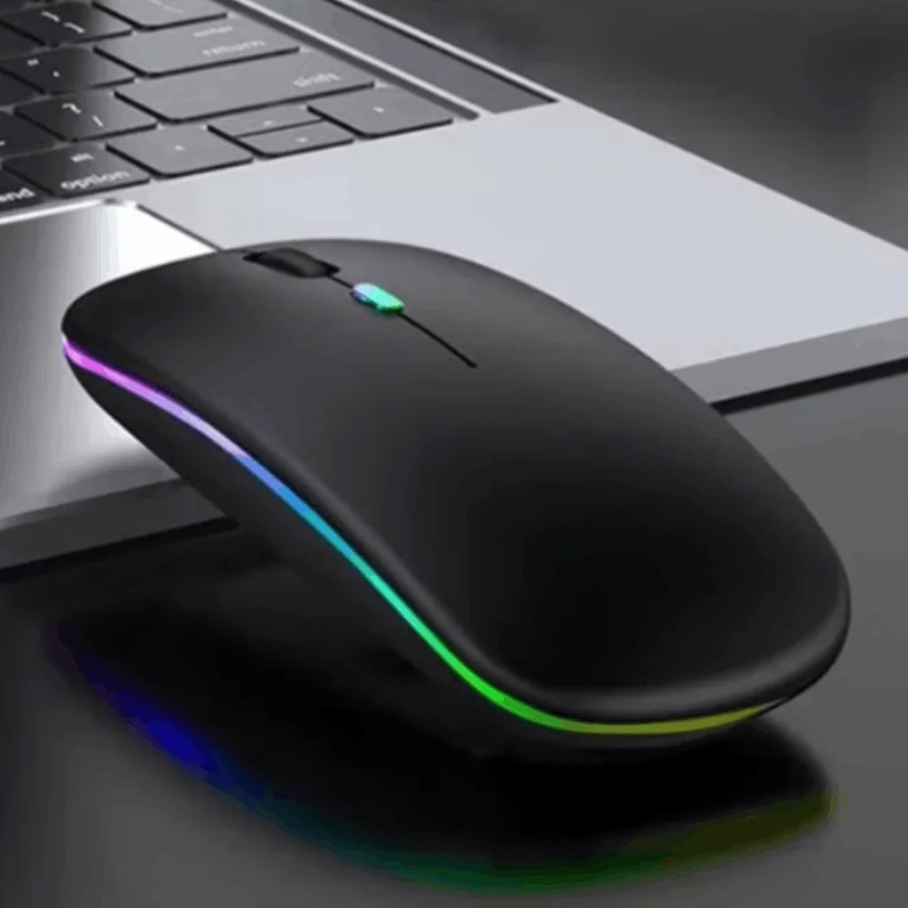 Mouse Sem Fio Recarregável Wireles Optico Led Rgb Ergonômico