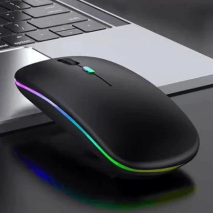 Mouse Sem Fio Recarregável Wireles Optico Led Rgb Ergonômico