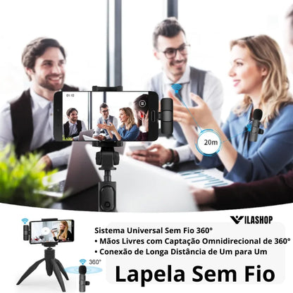 Microfone de Lapela Sem Fio