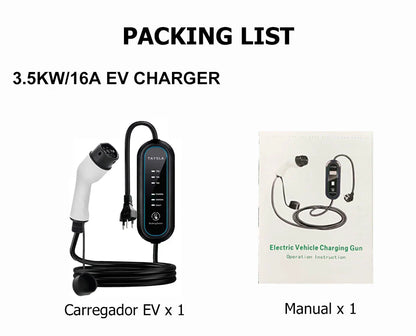 Carregador Carro Elétrico TAYSLA Tipo 2 7kW 32A Portátil EV Carregador 3.5kW