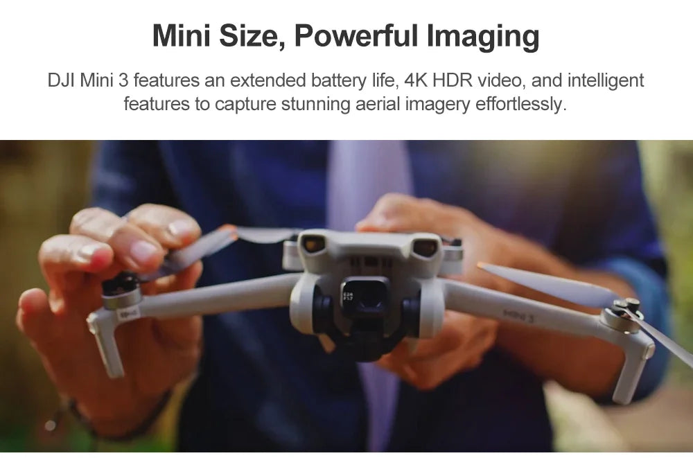 DJI Mini 3 Drone com RC ou RC-N1/Fair More Combo 4K HDR Video Drone Navio de tra