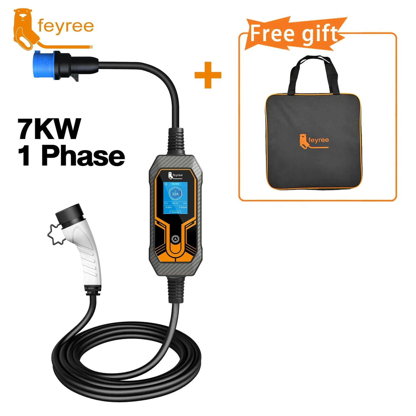 Feyree 32A Carregador Portátil com capacidade de 11KW