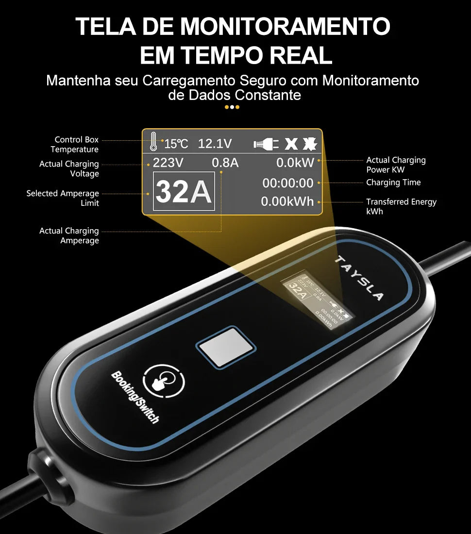 Carregador Carro Elétrico TAYSLA Tipo 2 7kW 32A Portátil EV Carregador 3.5kW