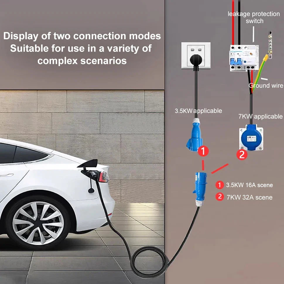 Carregador Carro Elétrico TAYSLA Tipo 2 7kW 32A Portátil EV Carregador 3.5kW