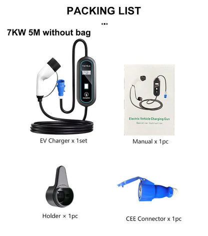 Carregador Carro Elétrico TAYSLA Tipo 2 7kW 32A Portátil EV Carregador 3.5kW