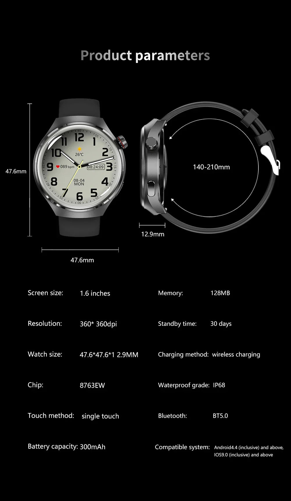 Huawei Watch 4 Pro Smartwatch para Homens, Tela HD, 360x360, Frequência Cardía