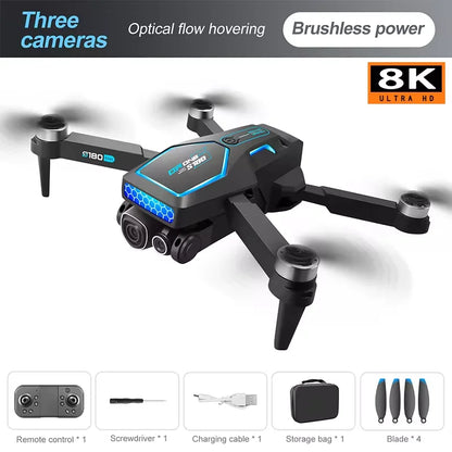 Novo drone s180 8k câmera hd, motor sem escova, posicionamento de fluxo óptico