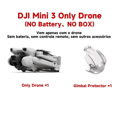DJI Mini 3 Drone com RC ou RC-N1/Fair More Combo 4K HDR Video Drone Navio de tra