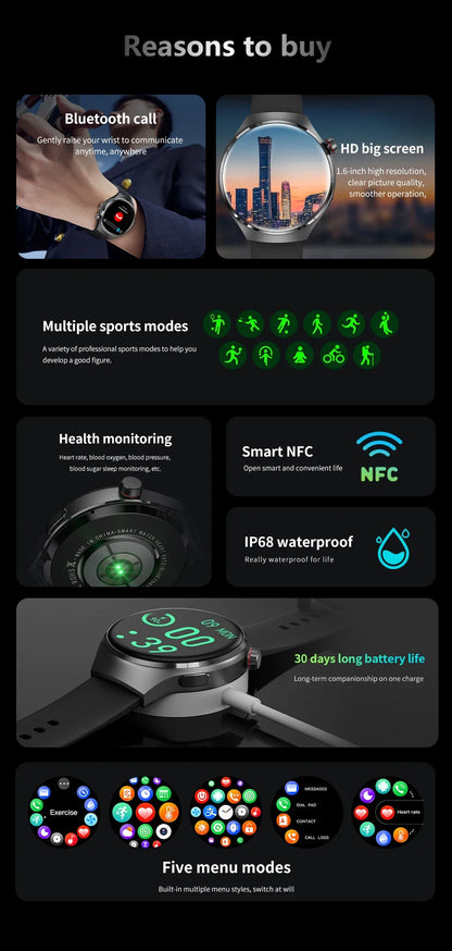 Huawei Watch 4 Pro Smartwatch para Homens, Tela HD, 360x360, Frequência Cardía
