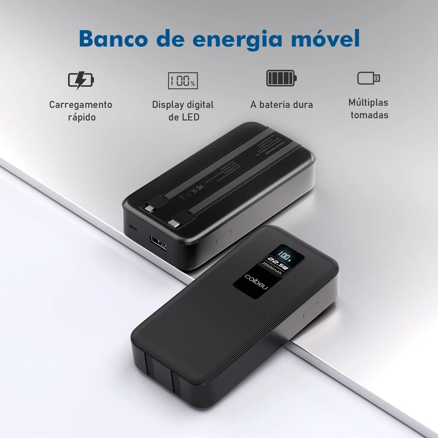 Carregador Portátil 20000mah, Bateria, Powerbank Portátil, Pilhas Recarregáve