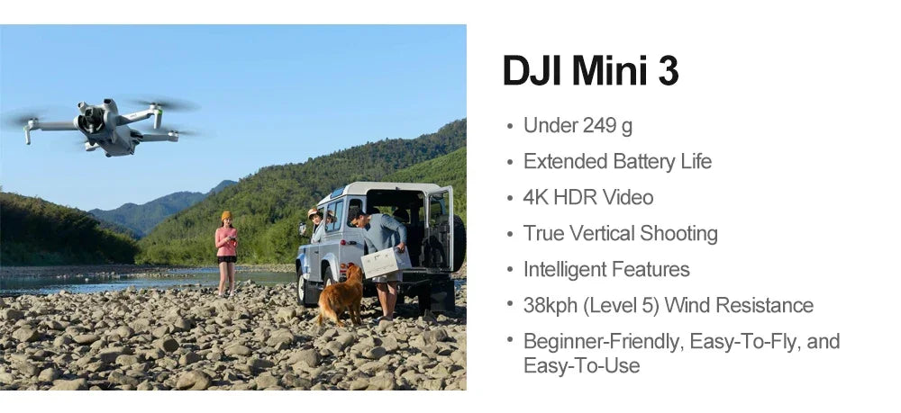 DJI Mini 3 Drone com RC ou RC-N1/Fair More Combo 4K HDR Video Drone Navio de tra