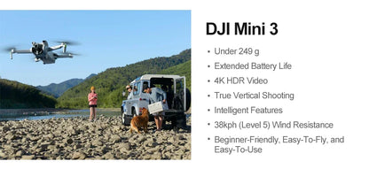 DJI Mini 3 Drone com RC ou RC-N1/Fair More Combo 4K HDR Video Drone Navio de tra