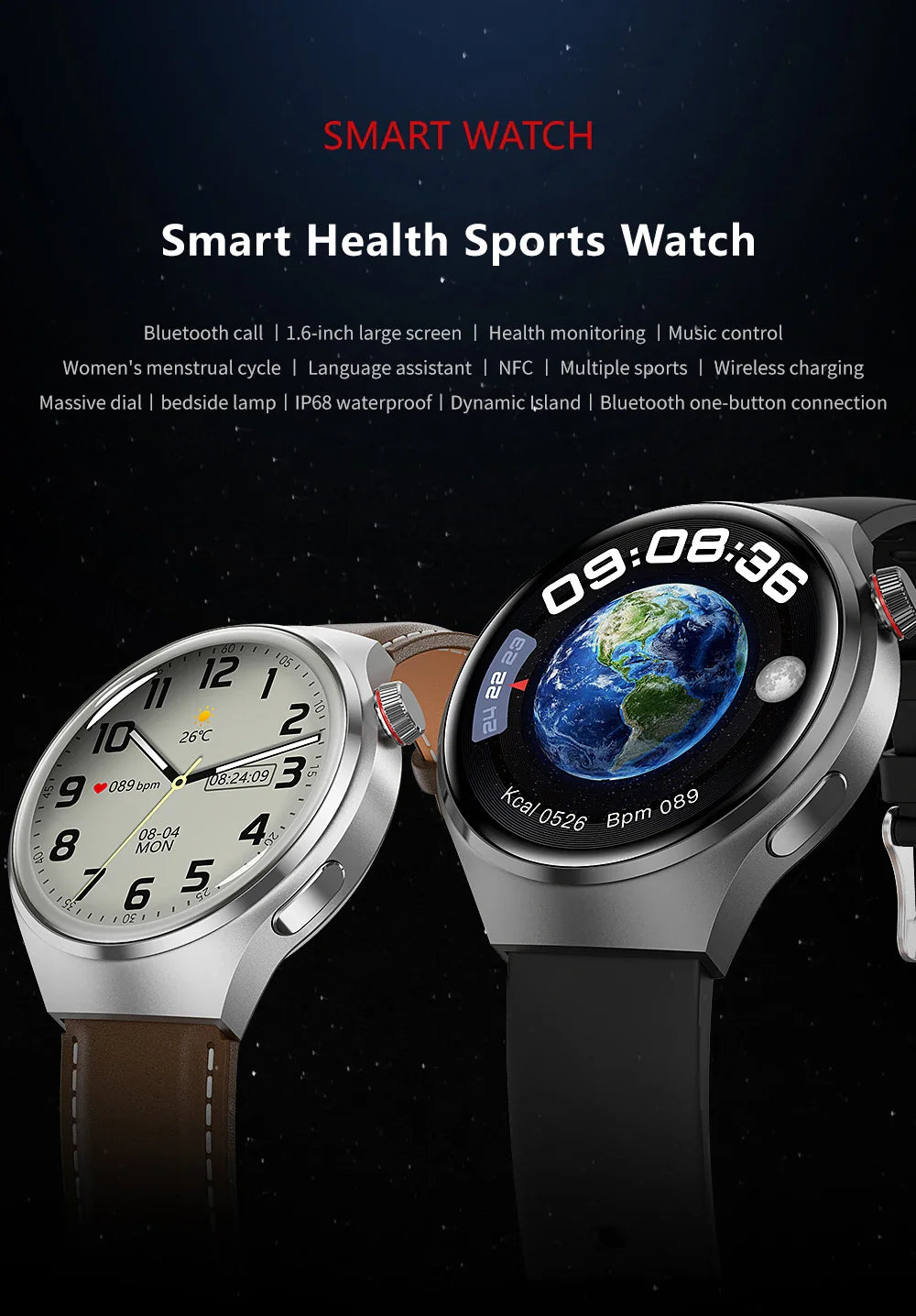 Huawei Watch 4 Pro Smartwatch para Homens, Tela HD, 360x360, Frequência Cardía