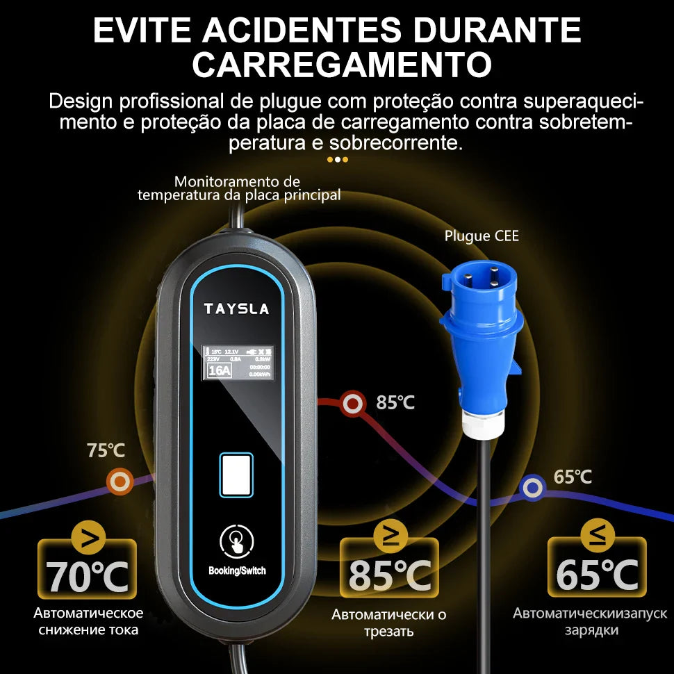 Carregador Carro Elétrico TAYSLA Tipo 2 7kW 32A Portátil EV Carregador 3.5kW