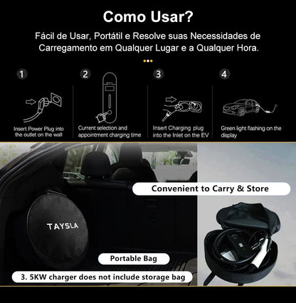Carregador Carro Elétrico TAYSLA Tipo 2 7kW 32A Portátil EV Carregador 3.5kW
