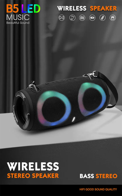 Alto-falante Bluetooth portátil à prova d&#39;água, alta potência, luz color