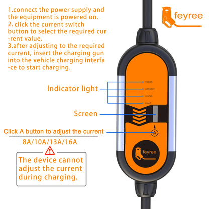 Feyree 32A Carregador Portátil com capacidade de 11KW