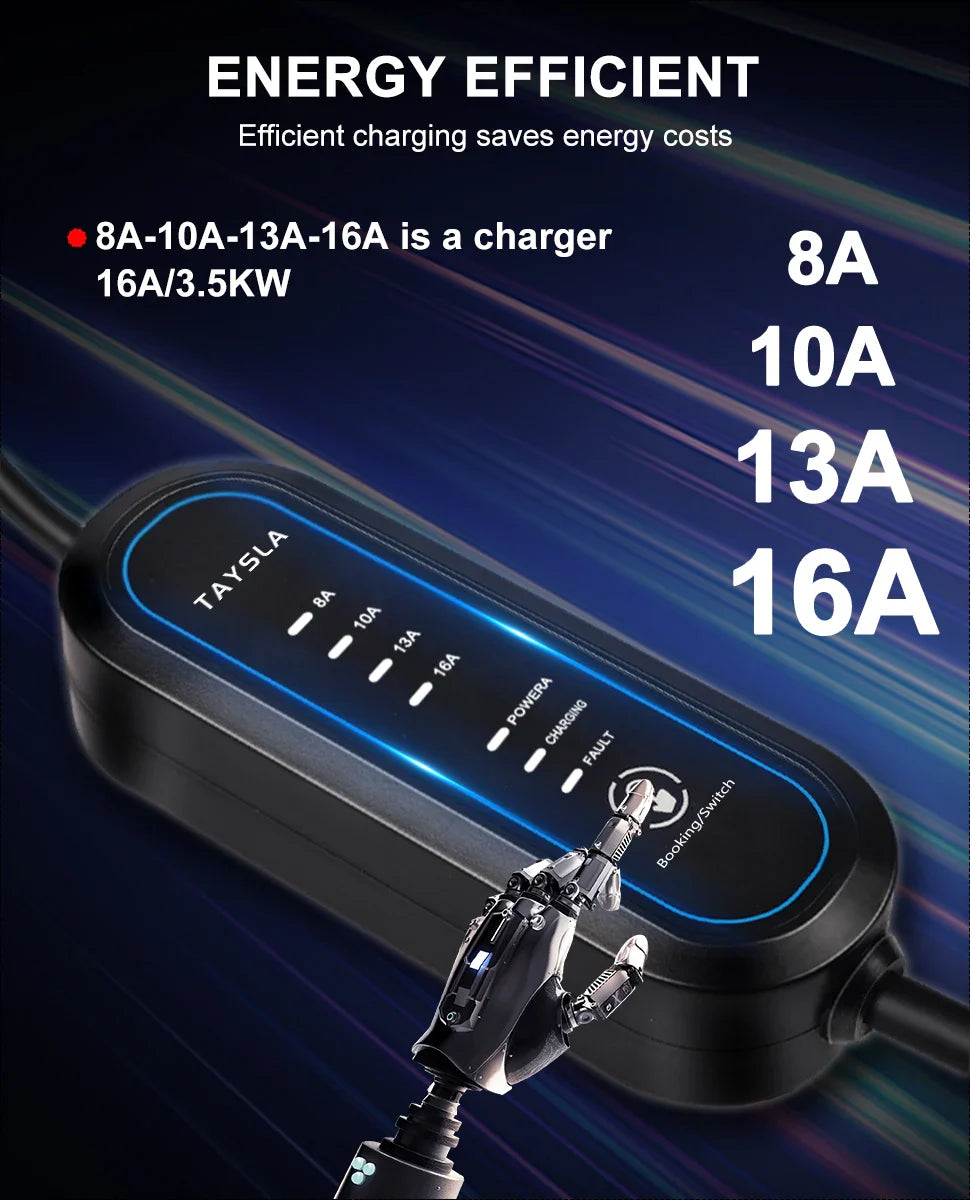 Carregador Carro Elétrico TAYSLA Tipo 2 7kW 32A Portátil EV Carregador 3.5kW