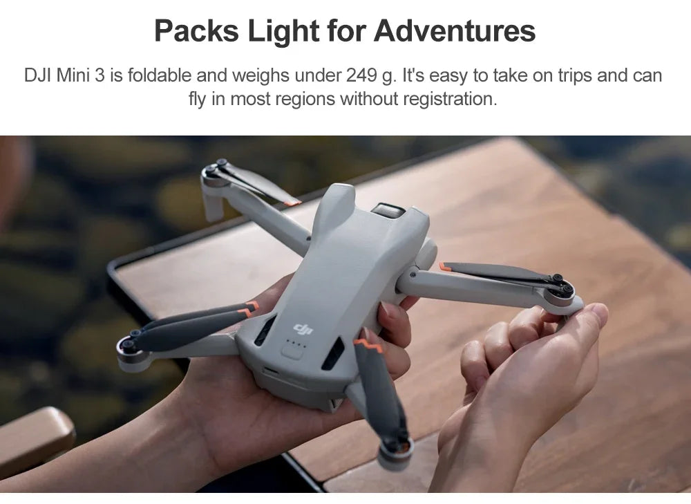 DJI Mini 3 Drone com RC ou RC-N1/Fair More Combo 4K HDR Video Drone Navio de tra