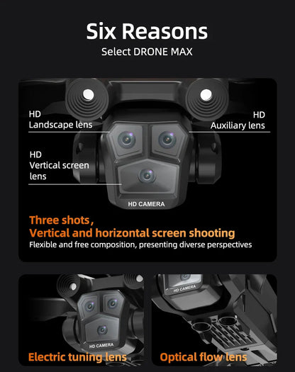Drone m4 8k professinal com 5g wifi grande angular triplo câmera hd motor sem e