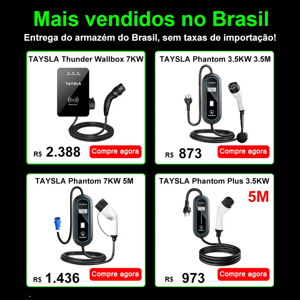Carregador Carro Elétrico TAYSLA Tipo 2 7kW 32A Portátil EV Carregador 3.5kW