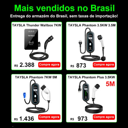 Carregador Carro Elétrico TAYSLA Tipo 2 7kW 32A Portátil EV Carregador 3.5kW