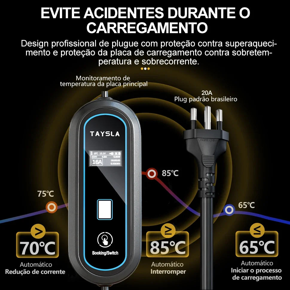 Carregador Carro Elétrico TAYSLA Tipo 2 7kW 32A Portátil EV Carregador 3.5kW