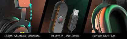 Fifine-Auscultadores Dinâmicos RGB para Jogos com Microfone, Auscultadores Over