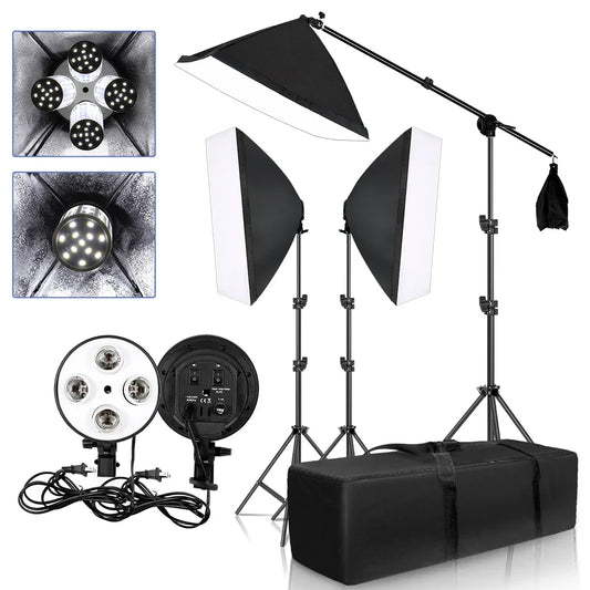 Kit de iluminação SH-Photography Softbox, equipamento Soft Box, quatro lâmpad