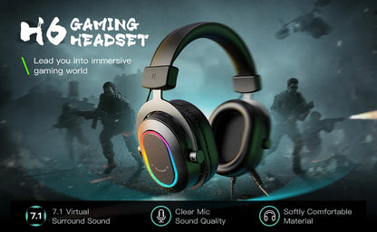 Fifine-Auscultadores Dinâmicos RGB para Jogos com Microfone, Auscultadores Over