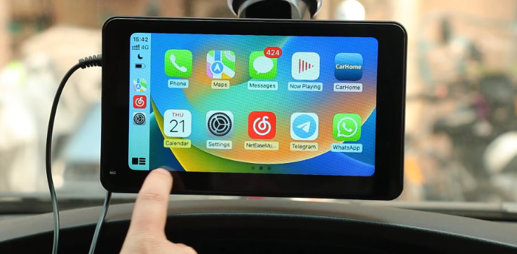 Multimídia Portátil 7" compatível com iPhone (CarPlay)/Android (Plug and Play)
