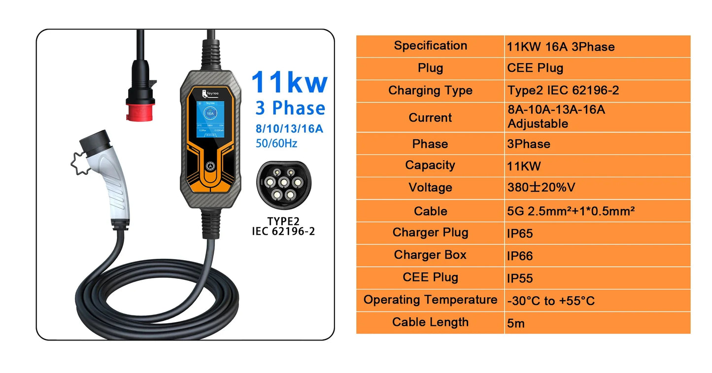 Feyree 32A Carregador Portátil com capacidade de 11KW