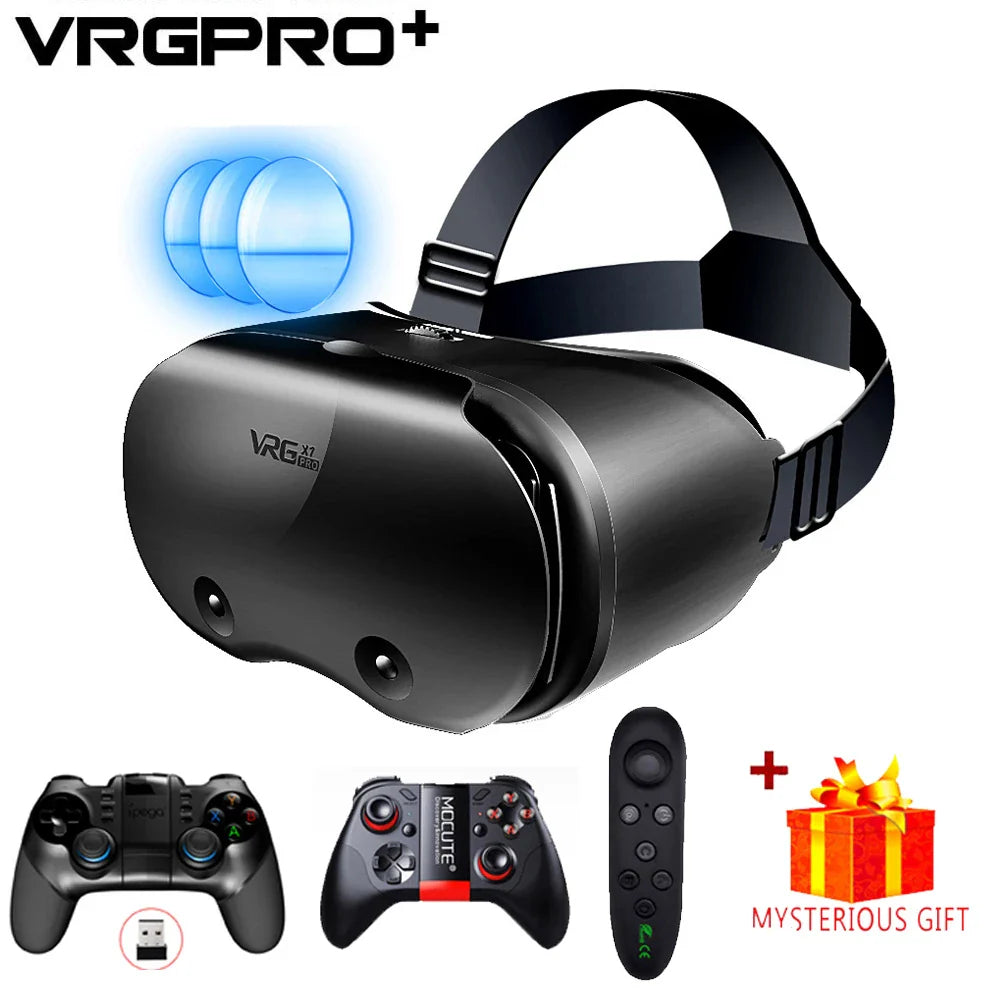 Óculos de realidade virtual para iPhone Smartphone Android, capacete 3D com len